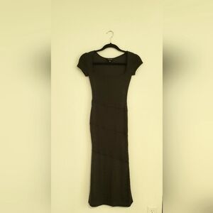 XS Black midi dress with asymetrical detail